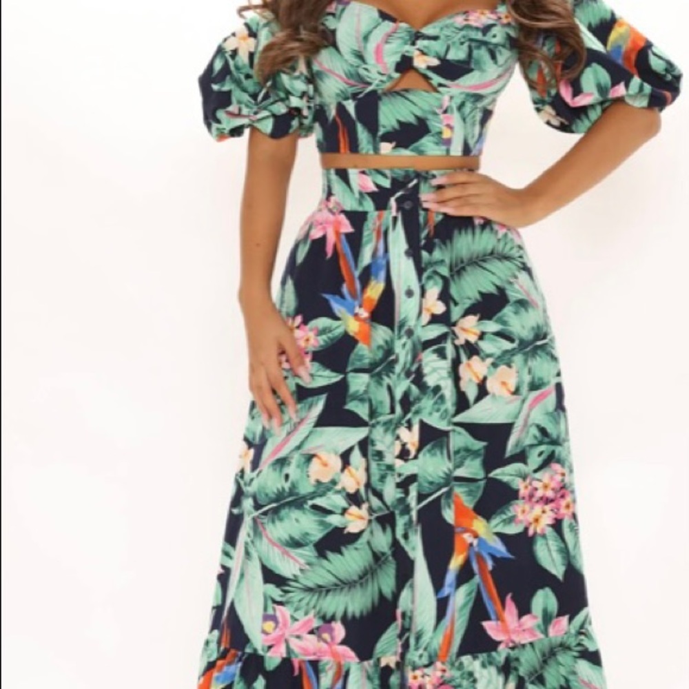 Tropical 2 piece Maxi Skirt Set
